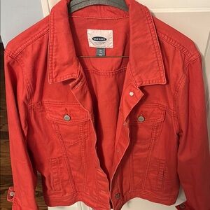 Old Navy Red Jean Jacket Classic Trucker Style